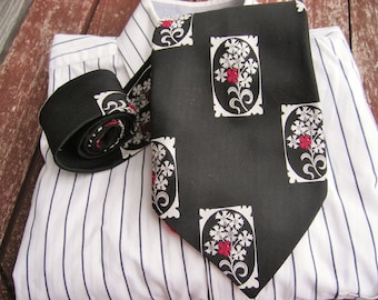 Mens Tie, Black and pattern necktie, Neck, Tie, Free Shipping, Ties, Neckties, Vintage Tie  Mens Necktie, Vintage Neckties