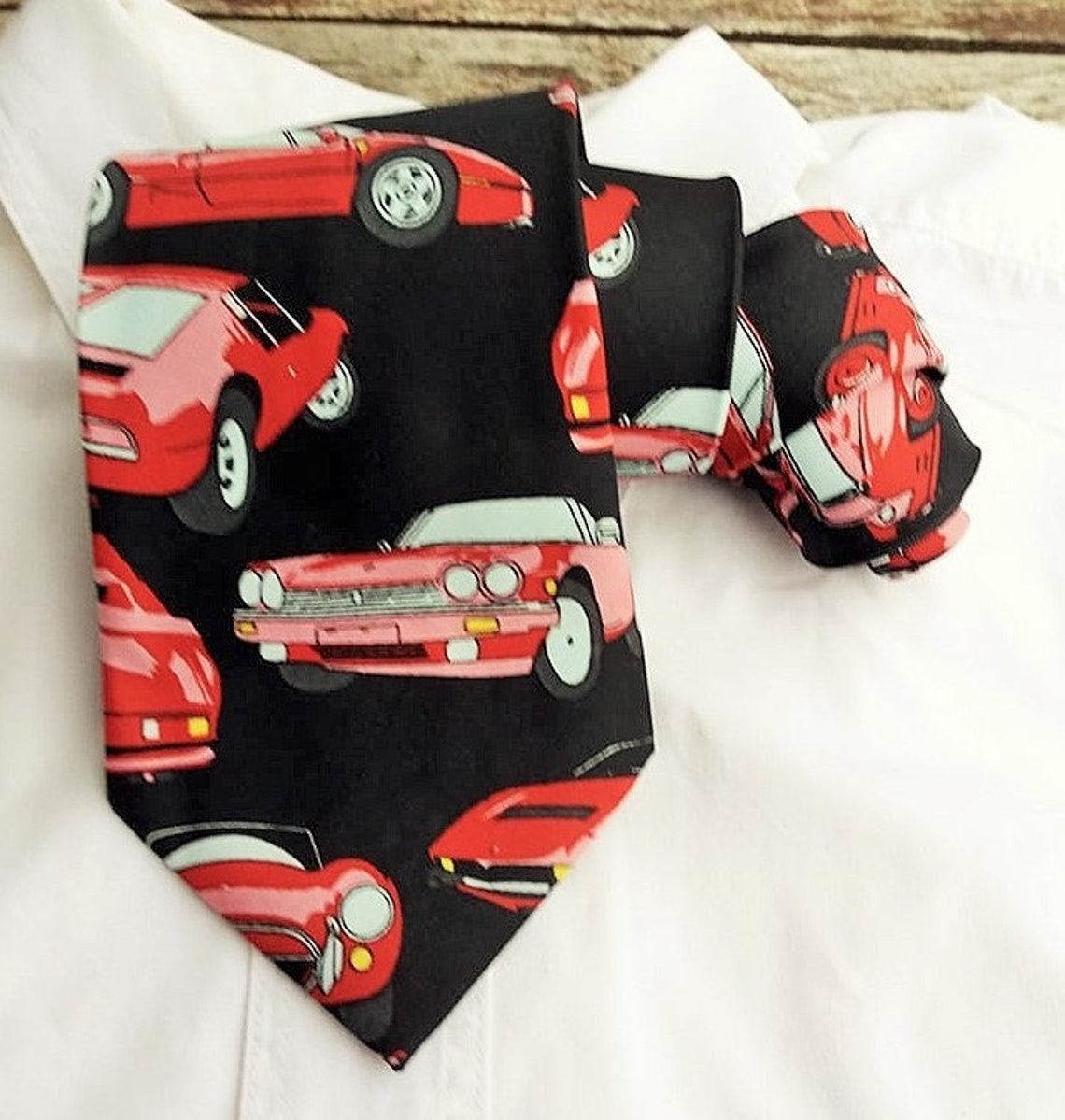 Car Pattern Necktie Vintage Tie Accessories Mens Necktie Etsy