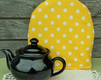 Yellow polka dots Teapot cozy, Fabric Coffee pot cozy, Tea pot cozy