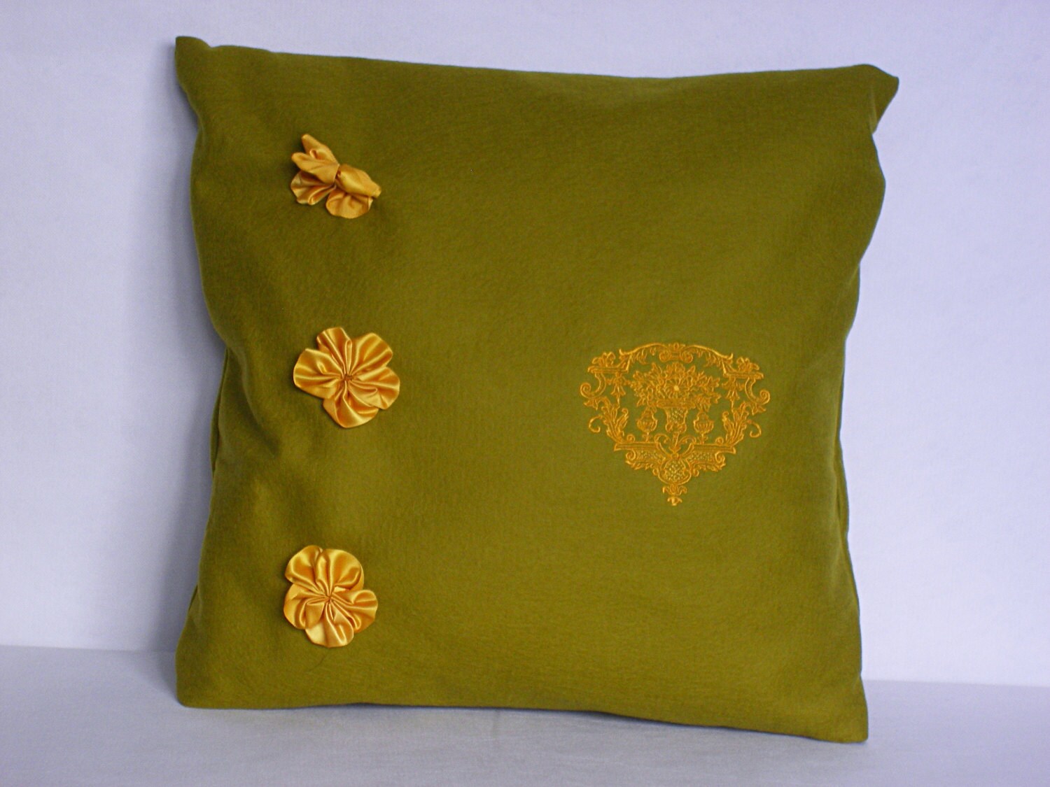 Mustard Green Pillow Cover Throw Pillow 16x16 Inch Etsy