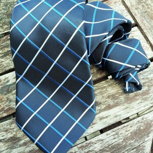 Blue plaid Vintage Necktie, Neckties Tie Accessories Mens Necktie, FREE SHIPPING, Mens tie, Vintage Mens neckties, Retro tie
