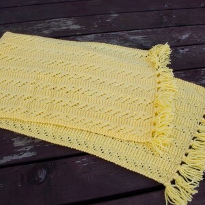 Yellow Handknitted Scarf, Winter Accessories, Handknit Yellow Acrylic scarf, Handmade Yellow Scarf, Warm image 5