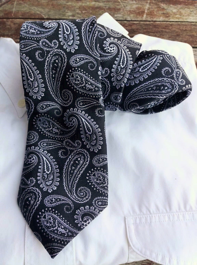 Mens Tie Free Shipping Vintage Tie Black and Silver Mens - Etsy