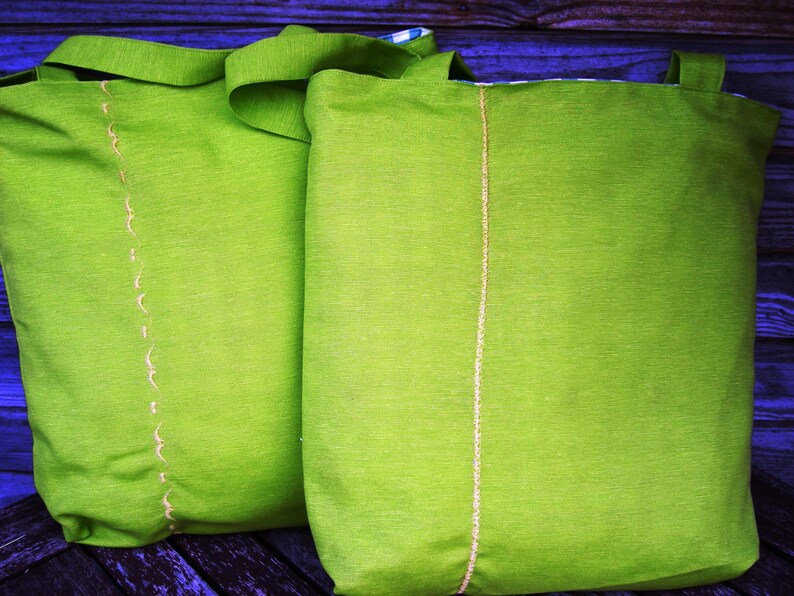 Bright Green Tote Bag with embroidery Large Shopping Bag Etsy