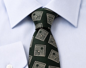 Vintage 80's Cornelia James Men's Green Black Stripe Silk Neck Tie