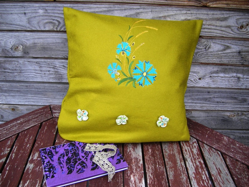 Mustard Green Pillow Cover Throw Pillow 16x16 inch Etsy