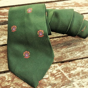 TIES by JAMES LAVER ネクタイ vintage Vintage Jimmy Tie Made Pure Silk Green and Gold Wave Design