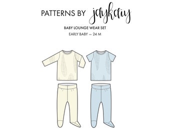 Baby Footed Leggings & Tee sewing pattern - Baby Pajama Set - Infant Sleeper - Baby Outfit - Early Baby to 24M - Beginner-friendly pattern