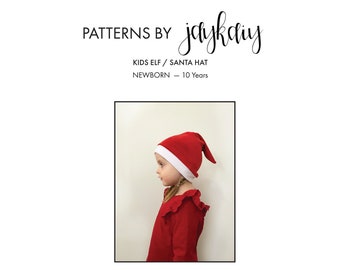 Kids Elf hat sewing pattern with picture tutorial - Costume hat pattern - Easy kids hat - Newborn to 10 Years - Beginner Friendly Pattern