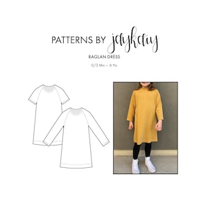 Kids Raglan Dress sewing pattern with picture tutorial - Play Dress Pattern - Girls Dress - 0-3M to 6 Yrs - Beginner Friendly Pattern