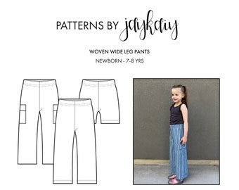 Wide Leg Pant Pattern, Woven  - Newborn to 8 Years - Bell Pant Pattern - Straight Leg - Easy Trouser Pattern - Beginner Friendly Pattern