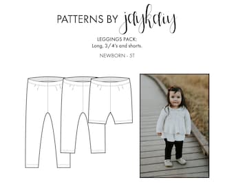 Kids Legging Sewing Pattern with picture tutorial - Easy Legging Pattern - Shorts, Capri, Long Legging Pattern - Beginner Friendly Pattern