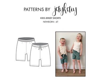 Kid's Summer Shorts sewing pattern - Jersey Shorts - Easy Sweats - Sweatpants - Summer Shorts - Newborn to 6T  - Beginner-friendly pattern