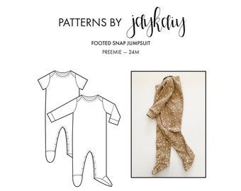 Lapped Shoulder Jumpsuit Sewing Pattern - Snap Leg - Coverall Pattern - One Piece Pattern - Preemie to 24M - Confident Beginner Pattern