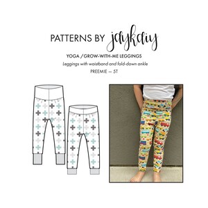 Kids Yoga Legging Sewing Pattern with picture tutorial - Modern Kids Leggings - Stretch Leggings - Preemie-5T - Beginner Friendly Pattern