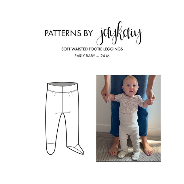 Footed Baby legging pattern - Easy footie leggings with pictures - Soft Waistband NO ELASTIC - Early Baby to 24M - Beginner-friendly pattern