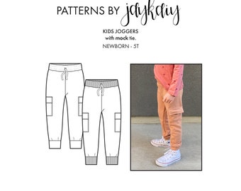 Kids Jogger sewing pattern with Picture Tutorial - Kids Cargo Jogger - Kids Joggers - Newborn to 5T - Beginner Pattern