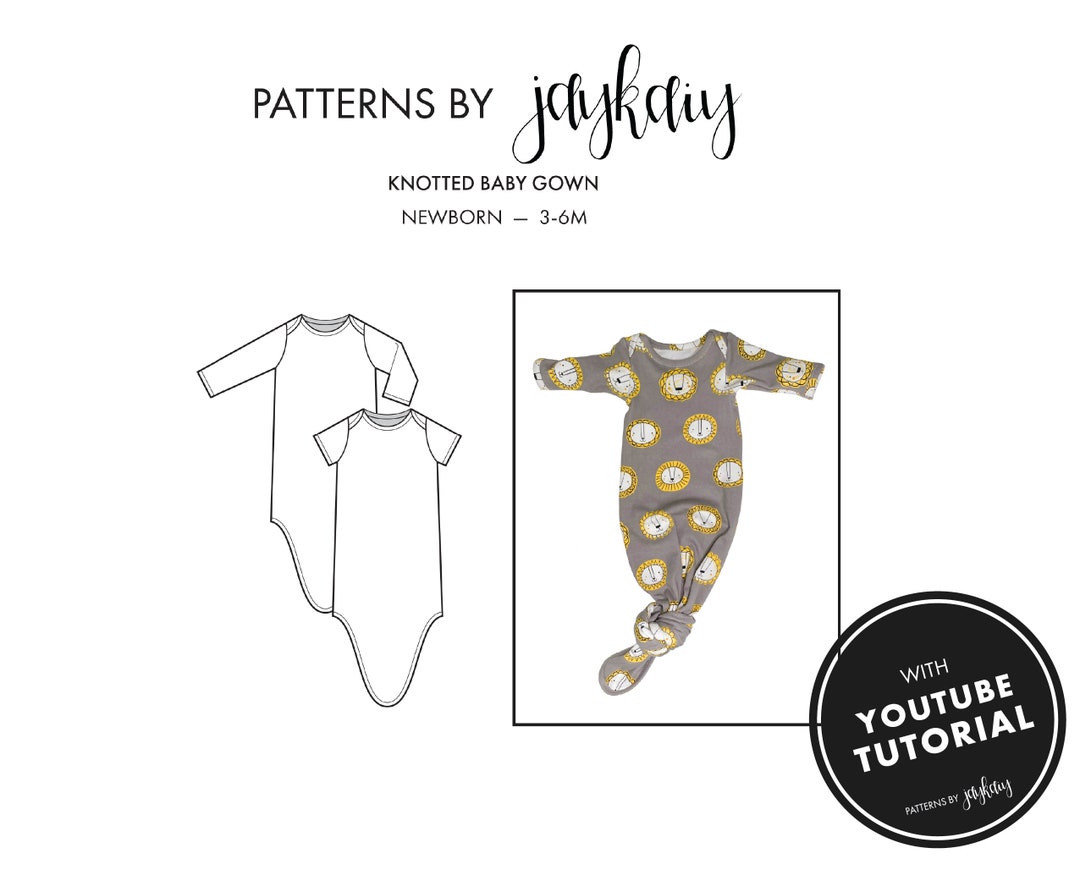 Knotted Baby Gown Sewing Pattern With Picture Tutorial Layette Pattern