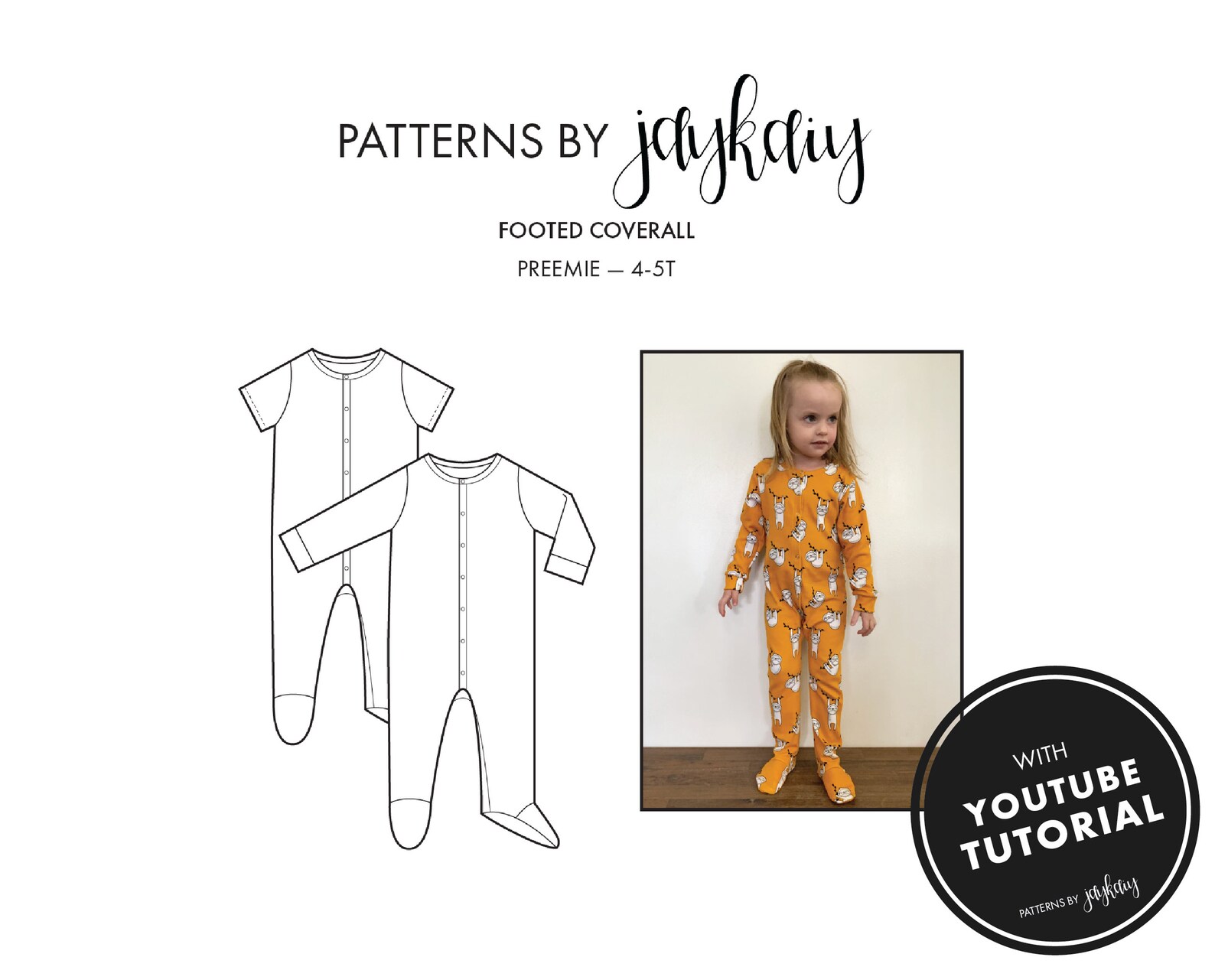 Footed Pajama Sewing Pattern With Picture Tutorial Footie Etsy