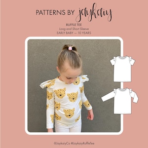 Girl's Ruffle Sleeve Tee Sewing Pattern Flounce/flutter Sleeve