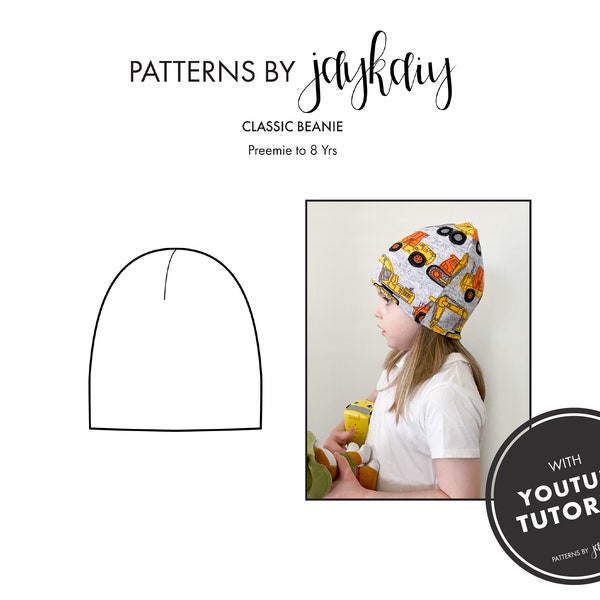 Patron de couture bonnet enfant avec tutoriel en image - Bonnet enfant rapide et facile - Petit à 8 ans - Patron pour débutant