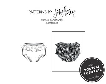 Ruffled Diaper Cover Sewing Pattern - Nappy Cover - Bloomer - Ruffle Bloomer - 0 months to 3 years - Beginner-Friendly Pattern