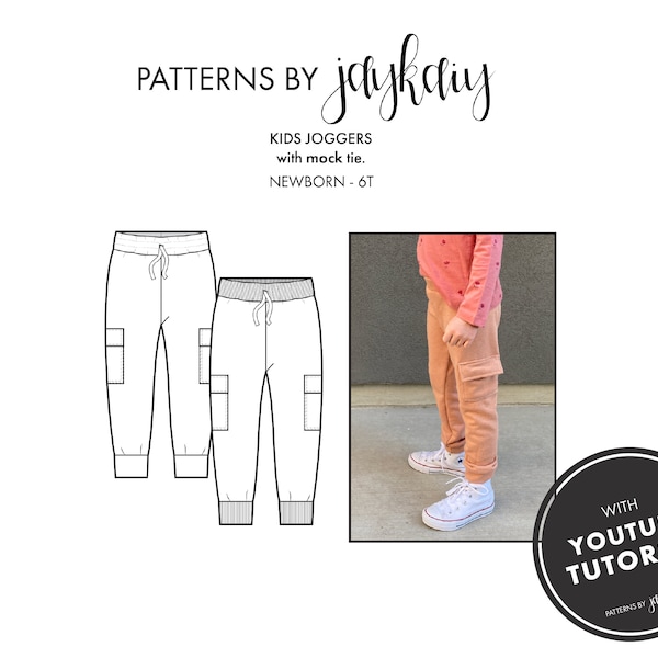 Kid's Jogger sewing pattern with Picture Tutorial - Cargo Jogger - Kid's City Joggers - Modern joggers - Newborn to 5T - Beginner Pattern
