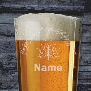 Personalised Lord of the Rings Laser Etched Whiskey / High-Ball / Pint / Tankard Glass Pint 570ml Glass