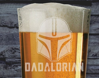 Dadalorian Inspired Fathers Day Laser Etched Whiskey / High-Ball / Pint / Tankard Glass