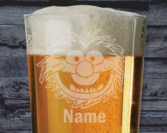 Personalised Muppet's Animal Laser Etched Whiskey / High-Ball / Pint / Tankard Glass