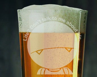 Hitchhiker's Guide to the Galaxy Marvin Inspired Laser Etched Whiskey / High-Ball / Pint / Tankard Glass