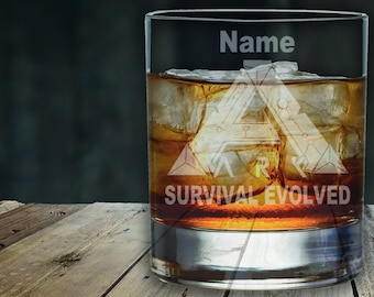 Personalised Ark Survival Evolved Laser Etched Whiskey / High-Ball / Pint / Tankard Glass