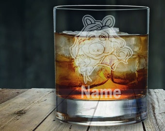 Personalised Muppet's Miss Piggy Laser Etched Whiskey / High-Ball / Pint / Tankard Glass