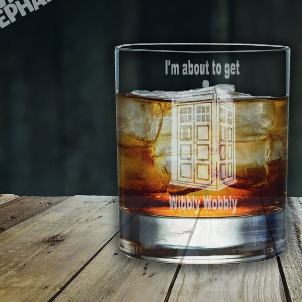 Dr Who Tardis Inspired Laser Etched Whiskey / High-Ball / Pint / Tankard Glass