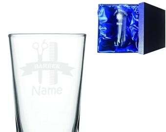 Barber Laser Etched Whiskey / High-Ball / Pint / Tankard Glass