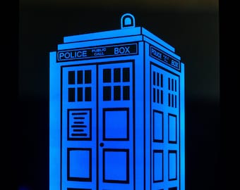 LED Dr Who Tardis Phone Box Inspired Light Up Mirror in Frame Gift