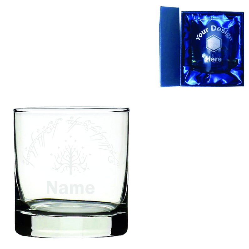 Personalised Lord of the Rings Laser Etched Whiskey / High-Ball / Pint / Tankard Glass Whiskey Glass & Box
