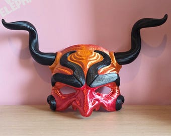 Devil Mask Cosplay with Glowstick Horns 3d Printed Adjustable Costume Halloween