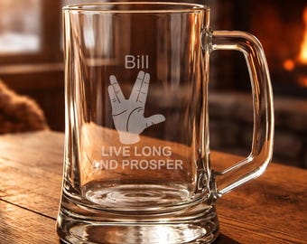 Live Long and Prosper Personalised Inspired Glass – Laser Etched Whiskey, Highball, Pint or Tankard