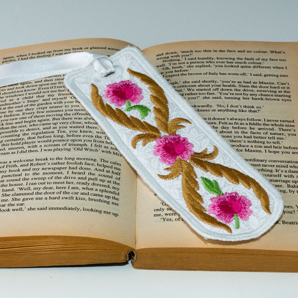 Floral Embroidered Bookmark. Etsy
