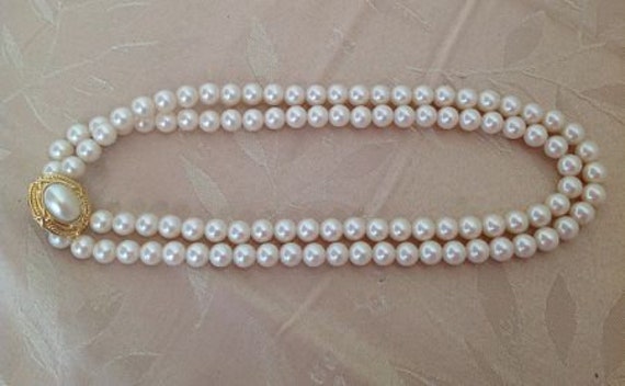 Double Pearl neckless Pearl Clasp in excellent co… - image 6