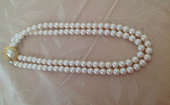 Double Pearl neckless Pearl Clasp in excellent co… - image 2