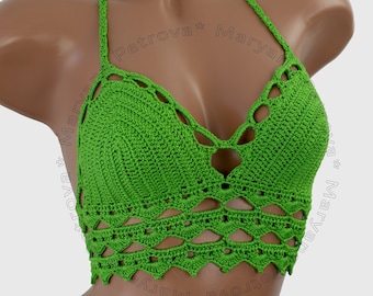Crochet bikini top, crochet bikini, green crochet top