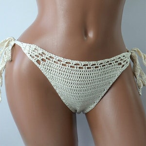 Crochet bikini bottom, crochet bikini, crochet swimwear, Bikini bottom, Knitted bikini,  crochet bottom, Festival clothes, Cream bottom