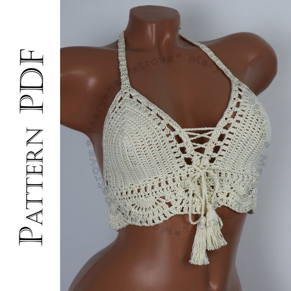 Crochet Top Pattern, Crochet Pattern in English, 16  different Sizes Pattern