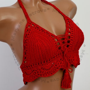 Crochet bikini top cream color image 6