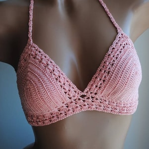 Crochet bikini top, Pink crochet bikini top