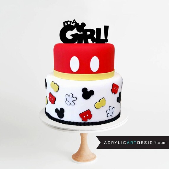 It S A Girl Cake Topper Mickey Mouse Baby Shower Ears Personalized Custom Acrylic