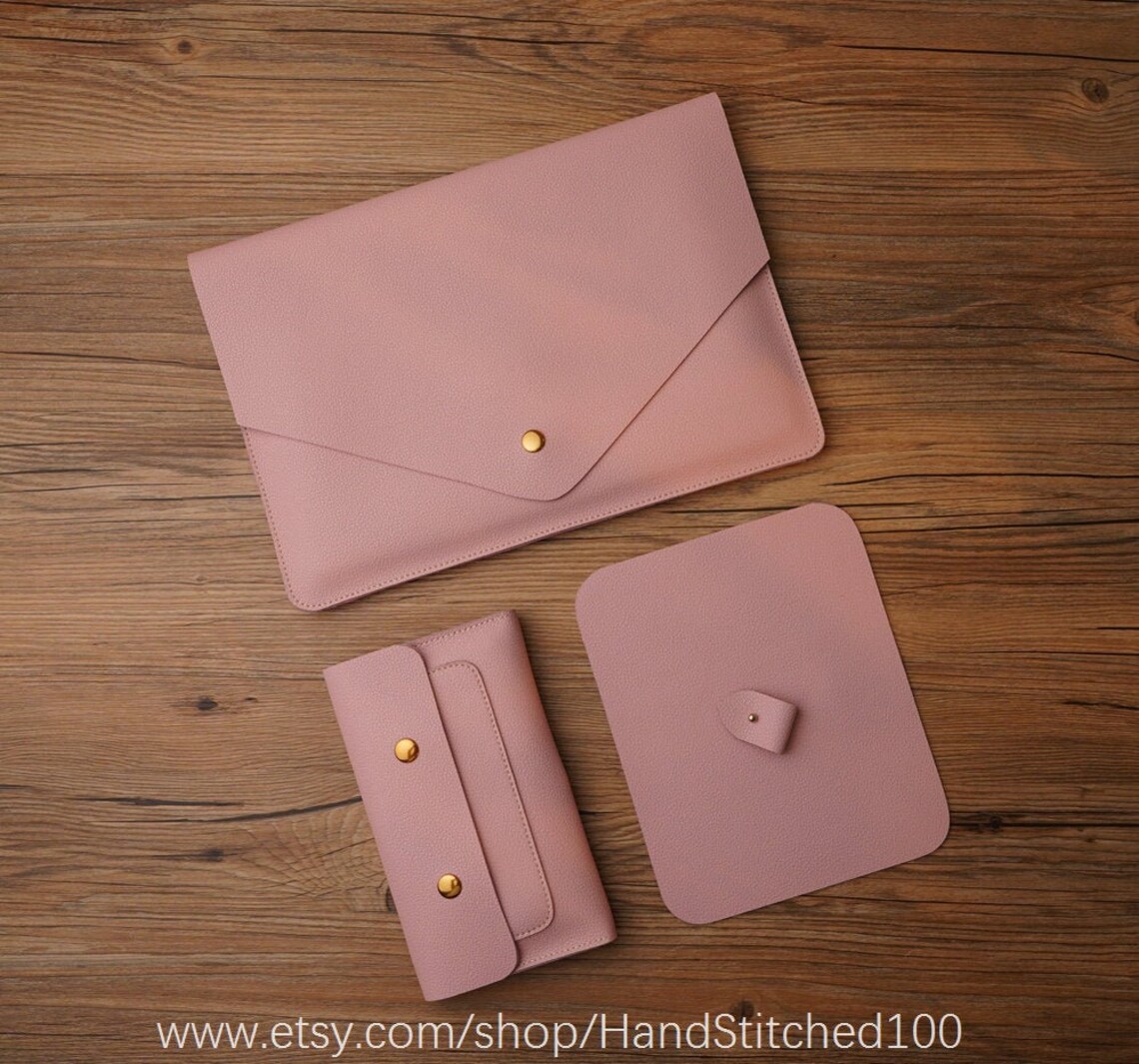 ONE SET Leather Laptop Cases Custom Leather Laptop Sleeves Etsy