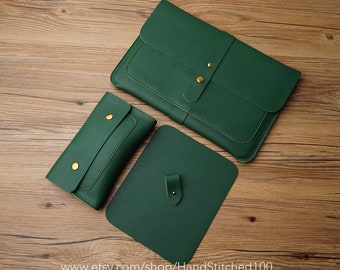 ONE SET Handmade leather macbook sleeve case for new macbook 12 / macbook air 11 13 / macbook pro retina case / leather laptop case bag
